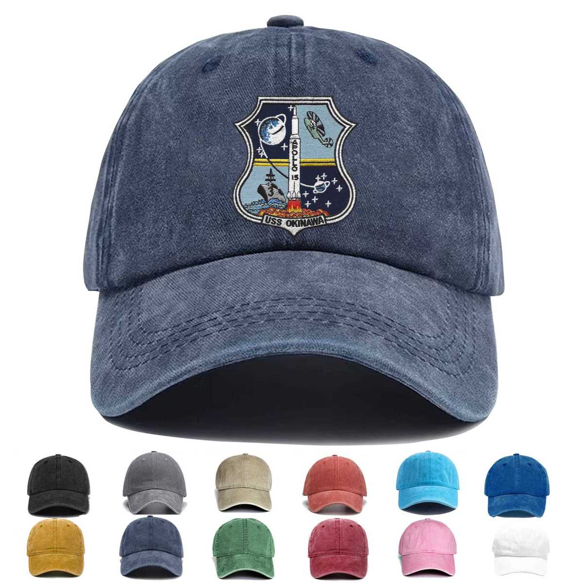 Uss Okinawa Lph 3 Apollo 15 Embroidered Hat - Custom Hat