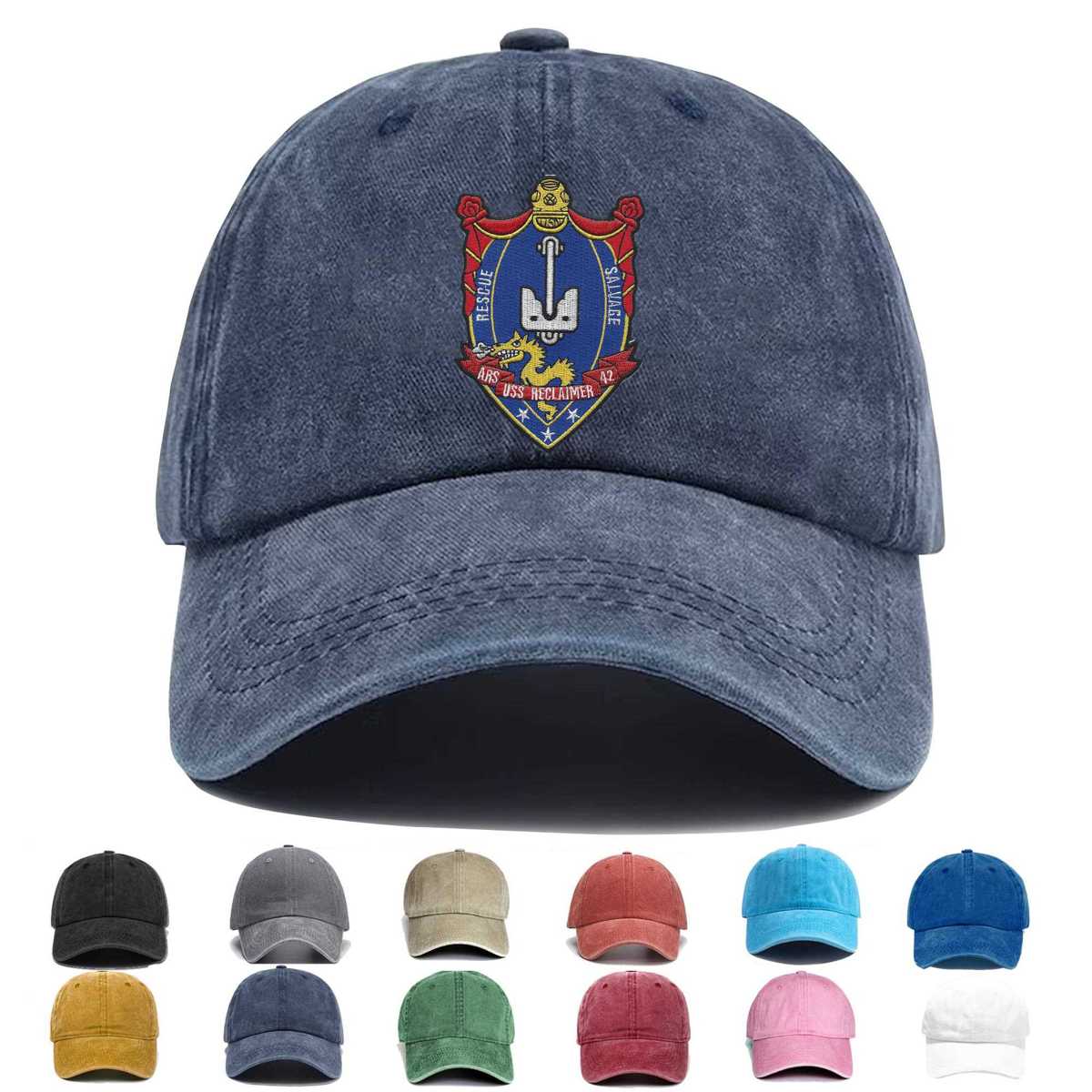 Uss Reclaimer Ars 42 Rescue Salvage Ship Embroidered Hat - Custom Hat