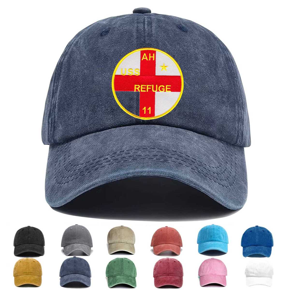 Uss Refuge Ah 11 Auxillary Hospital Ship Embroidered Hat - Custom Hat