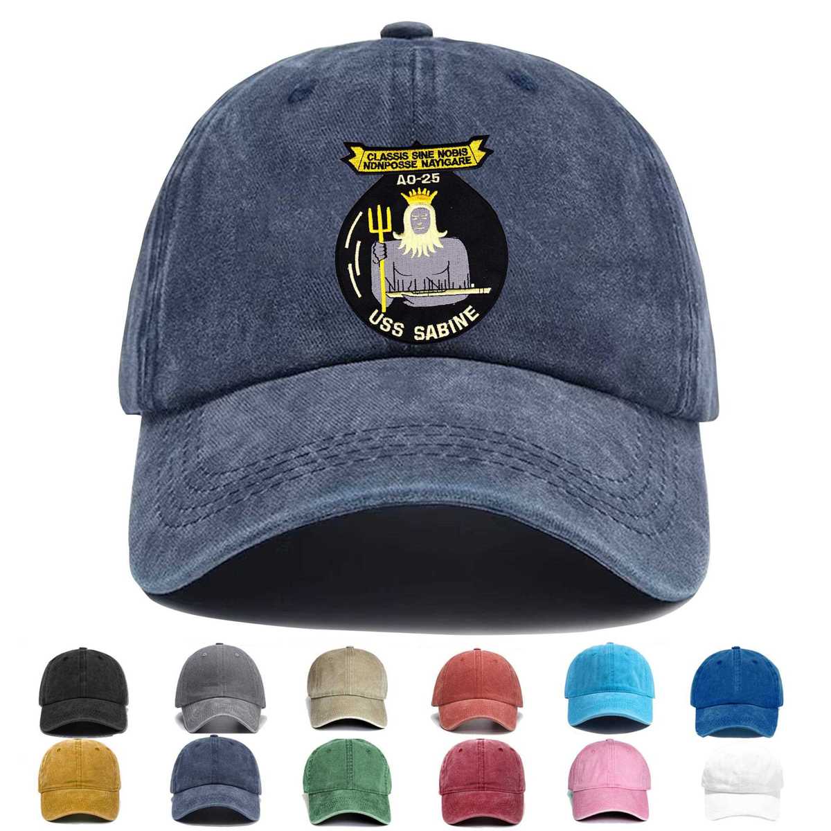 Uss Sabine Ao 25 Auxiliary Oiler Ship Embroidered Hat - Custom Hat