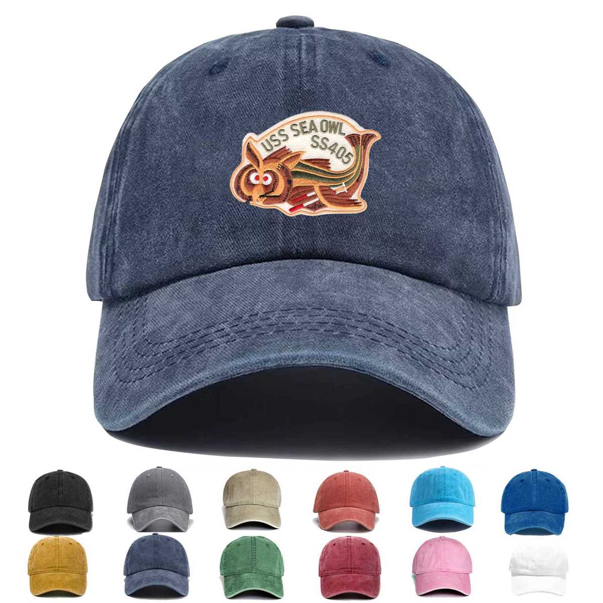 Uss Sea Owl Ss 405 Version A Embroidered Hat - Custom Hat