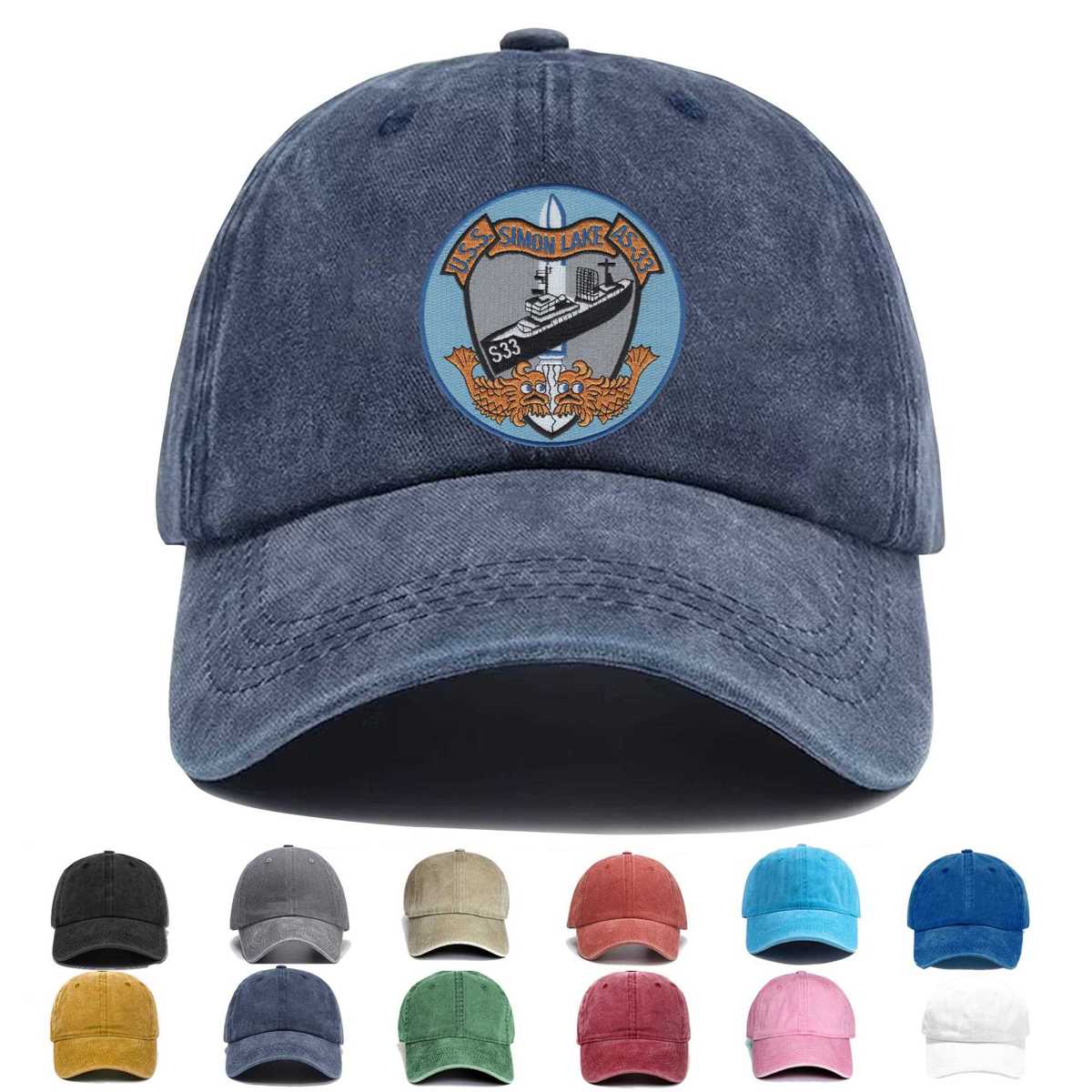 Uss Simon Lake As 33 Large Embroidered Hat - Custom Hat