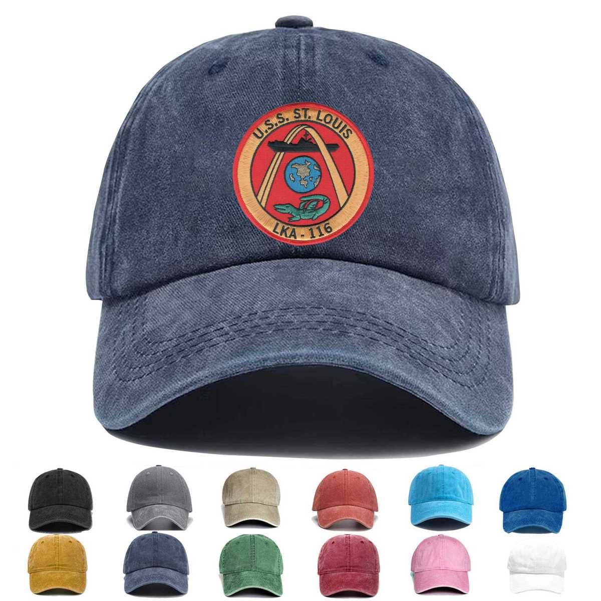 Uss St Louis Lka 116 Amphibious Cargo Ship Embroidered Hat - Custom Hat