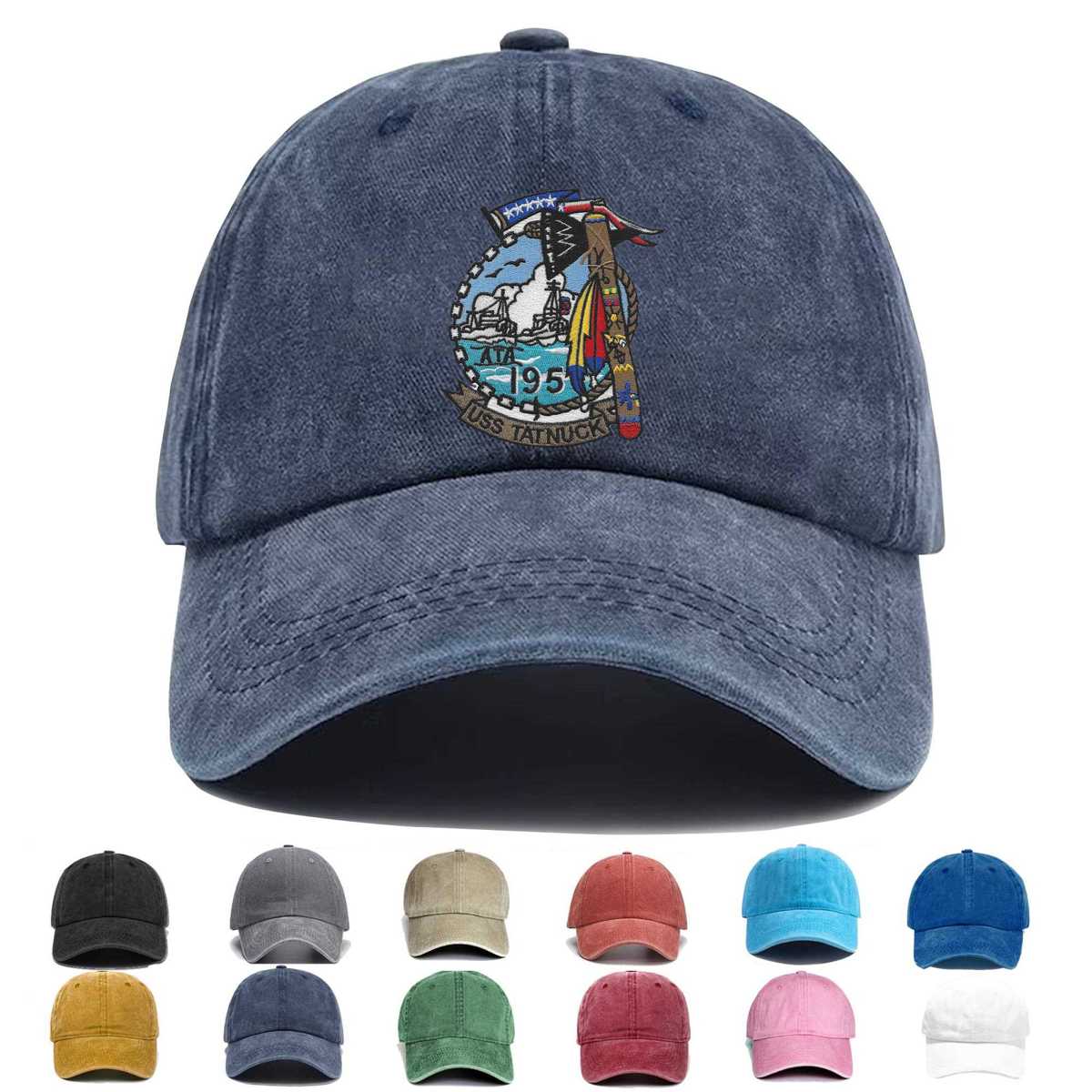 Uss Tatnuck Ata 195 Auxiliary Fleet Tug Ship Embroidered Hat - Custom Hat