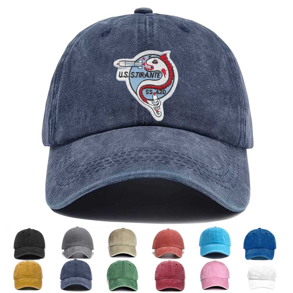 Uss Tirante Ss 420 Diesel Electric Submarine Small Embroidered Hat - Custom Hat