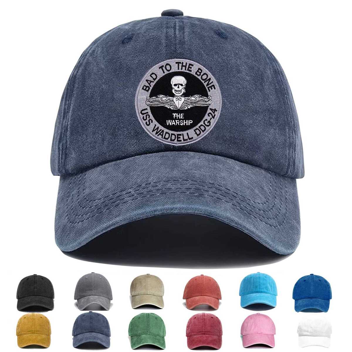 Uss Waddell Ddg 24 Hook And Loop Embroidered Hat - Custom Hat