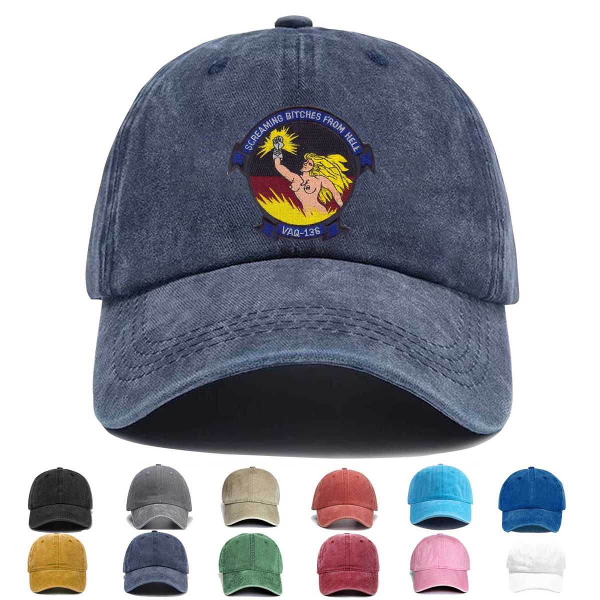Vaq 136 Electronic Attack Squadron B Version Embroidered Hat - Custom Hat
