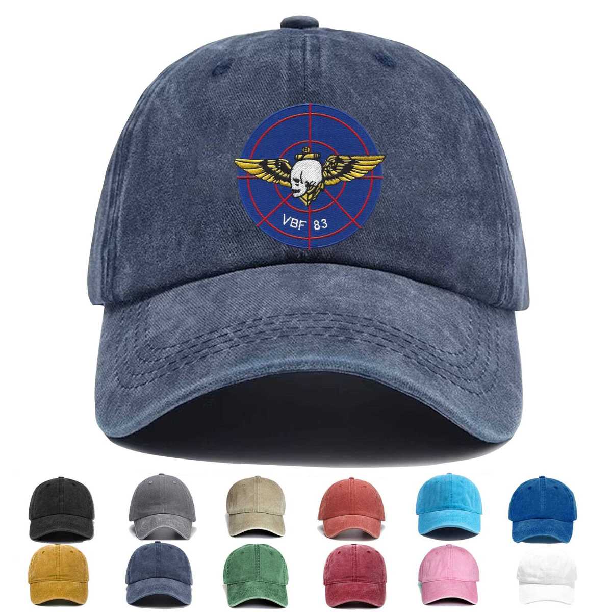 Vbf 83 Skull With Pilot Wings Embroidered Hat - Custom Hat