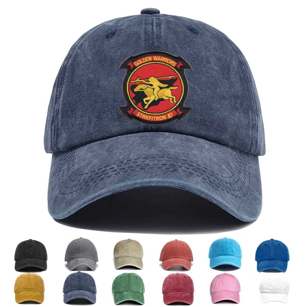 Vfa 87 Golden Warriors Us Navy Strike Fighter Squadron Hook And Loop Embroidered Hat - Custom Hat