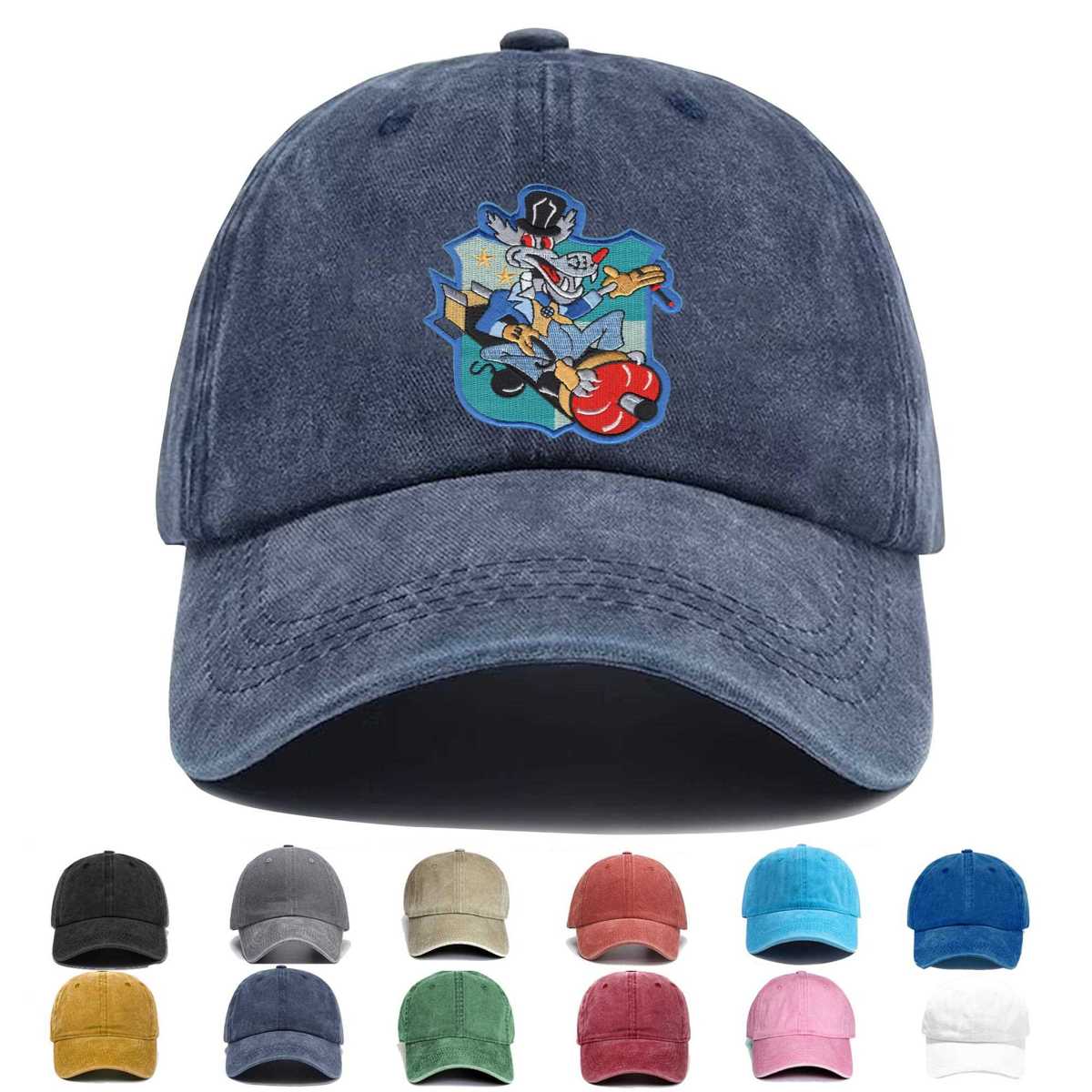 Vmsb 235 Scout Bombing Squadron Wolf On A Bomb Embroidered Hat - Custom Hat