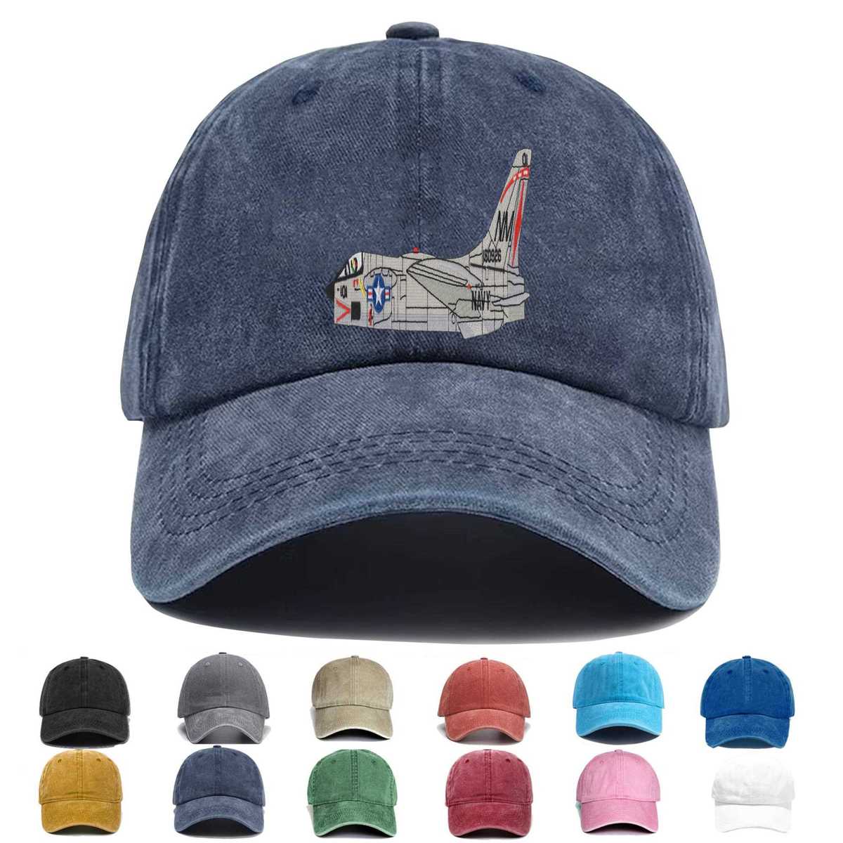 Vought F 8 Crusader Detailed Side View Embroidered Hat - Custom Hat